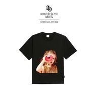 ADLV [acme de la vie] Oversize T-Shirt Baby Face Short Sleeve Black Donuts 4 (50161OBFSSU_F3BKXX) t 
