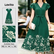 (New Arrival) Lovito Elegant Dress Flowers Ruffle Lace Up Spring/summer Dress for Women DRK8P2D821 L