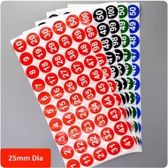 Red Green Blue Colour Sticker Serial Number Flow 1 till 50 to 100 Round Labels Water Resistant 25mm