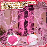 SPICEHIVE​ Spider Cobwebs, Stretchable Elastic Spider Silk Web, Scene Prop Pink Gothic Cotton Fake S