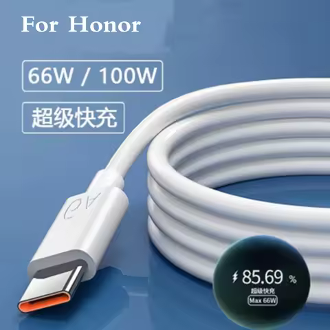 Original 6A USB C Cable For Honor 200 100 90 80 70 60 Pro 50SE Magic V2 VS2 V3 V5 100W/66W Super Cha