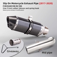 RC390 Motorcyle Exhaust Muffler Middle Link Pipe 51mm Inlet Connect Pipe For DUKE RC 125 250 390 RC3
