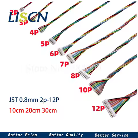 10pcs JST 0.8mm Connector Cable Wire 02SUR Single Double Head 2P 3P 4P 5P 6P 7P 8P 10P 0.8mm Pitch I