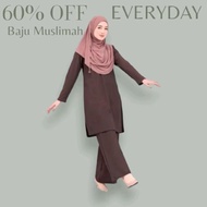 Baju muslimah dan seluar set wawa ironless CEY