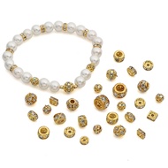 Round Square Jewelry Spacer Beads White Rhinestone Spacer Beads Hand Beaded Accessories DIY Spacer B