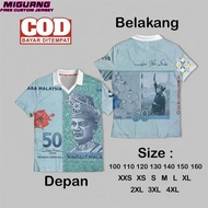 Vintage RM100 Banknote Polo | Custom Name & Position, Exclusive Merdeka Design MG