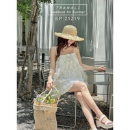 TANI-I 2-Strap BBD DRESS WITH EMBOSSED FLOWERS AND BACK STRAP