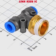 PB8-04 Pneumatic Connector With T-Thread Pipe 8mm External Thread 20mm, 1/2inch Linhkien IC