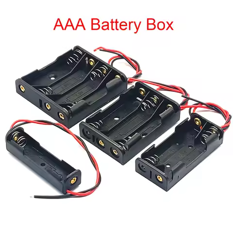 AAA Battery Case 1/2/3/4 Slot Battery Box Battery Holder With Leads With 1 2 3 4 Slots AAA Storage B