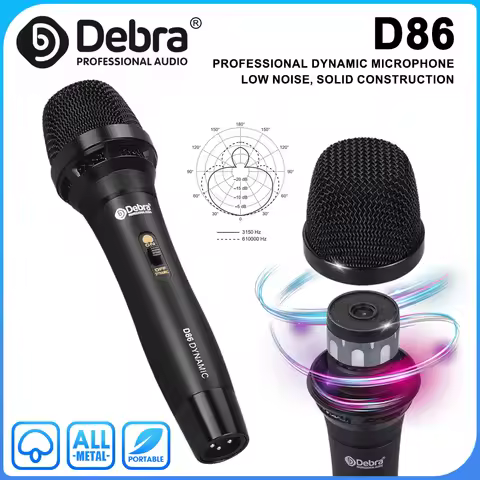 Debra D86 Professional Corded Dynamic Microphone, Metal, 6.5mm Connector, Recording Microphone, For 