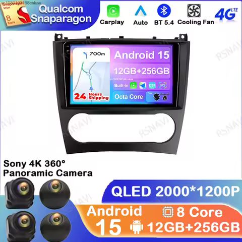 Android 15 For Benz W203 W209 C180 C200 C220 C230 Qualcomm DVD Stereo DSP BT Wireless Carplay Auto V