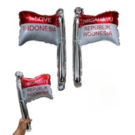 MERAH Red and White Flag Stick Balloons Flag Stick Balloon/s