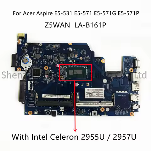 Z5WAH LA-B161P For Acer Aspire E5-531 E5-571 E5-571G E5-571P Laptop Motherboard With Intel CoRe i3 i