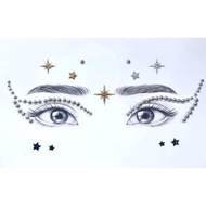月亮眼部寶石貼 防水自黏面部裝飾貼派對節慶專用可重複使用