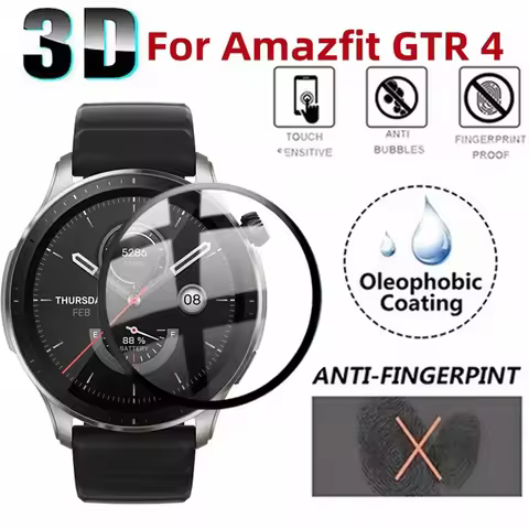 3D Curved Edge Screen Protector for Amazfit GTR 4 Soft Full Coverage Protective Film for Amazfit GTR