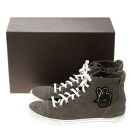 AUTHENTIC - Louis Vuitton Grey Suede Peace Sign High Top Sneakers