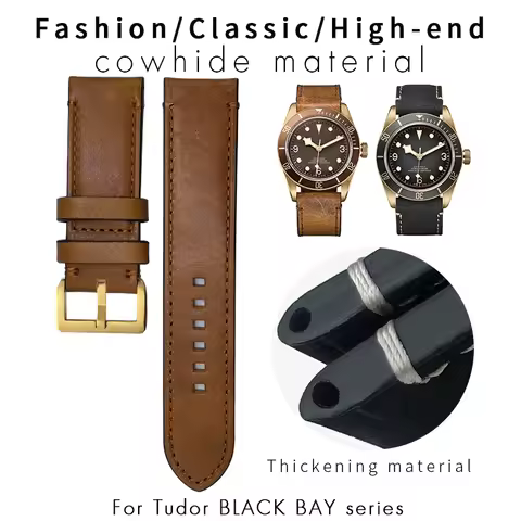 22mm 23mm Frosted Leather Watchband Fit for Tudor Black Bay Bronze GMT Pelagos Vintage Genuine Cowhi