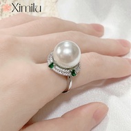 ♥ Original Hot-selling French Pearl Silver Ring Female Micro-inlaid Full Diamond Emerald Temperament Jewelry silver 925 original ring for women rings men korean jewelry cincin lelaki cincin perempuan couple cincin emas korea 戒指