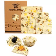 Beeswax Food Wrap - Assorted Set of 3 Sizes (S, M, L) - Eco Friendly - Reusable and Sustainable - Plastic-Free