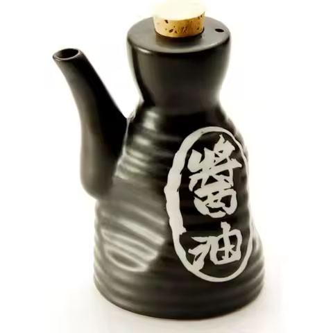 Japanese traditional porcelain soy sauce bottle dispenser with cork earthenware oil orange vinegar s