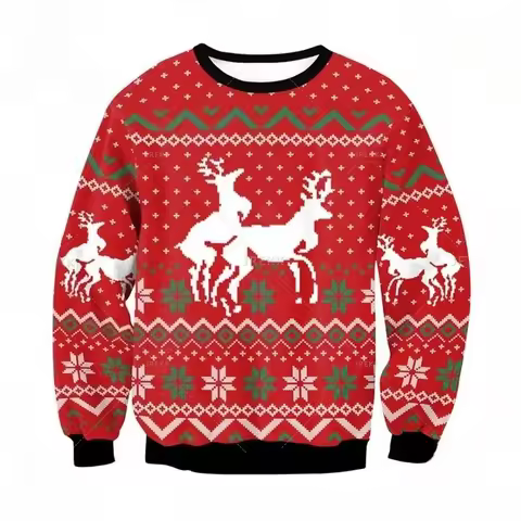 New Cute Santa Claus Animal Pattern Men's and Women's Sweaters Funny Ugly Harajuku Style Sportswear 