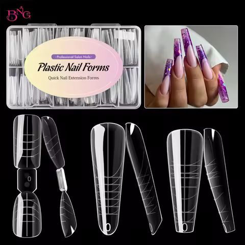 BNG 120/140pcs Double Upper Molds for Nail Extensions Full Cover Dual Forms Almond Dual System Nail 
