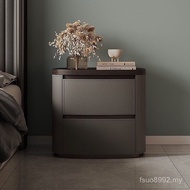 Style Household Feeling Bedside Table Extreme Wood Modern Premium Bedside Table Leather Light Luxury