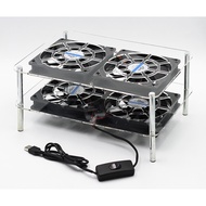 [Ready Stock]Router Cooling Rack Light Cat Heatsink 12cm Fan Mute With Switch Great Value Usb Power