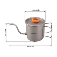 กลางแจ้ง Ti Pour Over กาต้มน้ํากาแฟ 400ml GOOSENECK ชากาต้มน้ําพร้อมเครื่องวัดอุณหภูมิและพับกาแฟ GOO