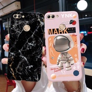 Huawei Y9 2018 Cute Astronaut Marble Phone Casing Huawei Y9 (2018) FLA-LX1 LX2 LX3 Candy Color Soft 