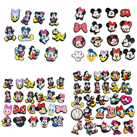 11-28pcs Miniso Cartoon Disney Mickey Minnie Donald Duck Pluto PVC Shoe Charms Sandals Garden Shoes 