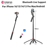 ขาตั้งแบบสามขาสำหรับ Ulanzi MA09 1.8M Selfie พอดี IPhone 16/15/14/13 Pro Max/android พร้อมรีโมทหัวกล