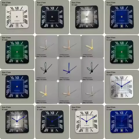 27mm S Logo Square Rome Dial Fit NH35/NH36/4R/7S Automatic Movement Fit 6 O'clock Watch Accessories 
