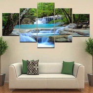 HD Prints Canvas Posters Home Decor 5 Pieces Natural Waterfall Paintings Wall Art Scenery Pictures M