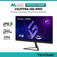 VIEWSONIC 27" VX2779A-HD-PRO LED FULL HD (1920x1080P @240Hz) IPS PANEL GAMING LCD MONITOR (1MS, INPU