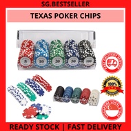 SG STOCK - 100 PCS 14G Poker Chips Clay Quality Acrylic Casing Texas Gamble Casino Set Bundle Shuffler MAHJONG