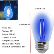 S14 LED Light Bulb 2W Blue Outdoor Replacement Bulbs Shatterproof Waterproof S14 Replacement Bulb Cl