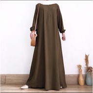 Dress Polos Anggun Bahan Tebal Crinkle Premium Dress Wanita Dewasa Terbaru Gamis Busui Pakaian Wanit