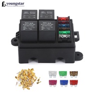 YST  4 Relay Holder Free Combination Auto For Car Truck 6Way Fuse Holder Circuit Standard Fuse Relay