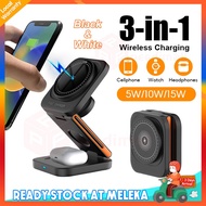 3in1 Wireless Charger 15W Fast Charging Foldable Dock Charge Station for Android IOS Cell Phone / Wa