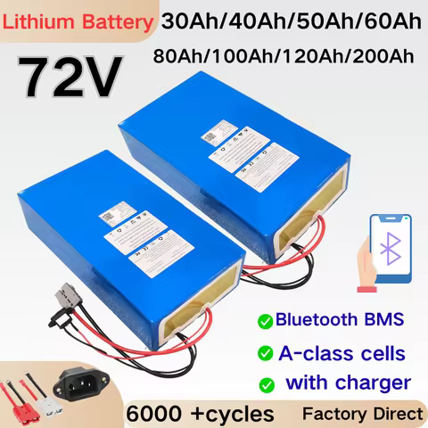72V 30Ah 40Ah 50Ah 60Ah 80Ah 72V 100Ah 120Ah 200Ah Lithium ion Battery for 1500W 3000W 5000W 8000W 1