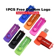 JASTER 1PCS Free Logo USB 2.0 Flash Drive 128GB Key Chain Gift Pendrive 64GB Rotatable Pen Drive 32G