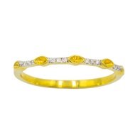 Happy Jewelry แหวนแถวเรียง คั่นมาคี ทองแท้ 9k 37.5% เพชรเกสร ME610