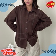 KEMEJA Asoka Twila Shirt 2289 - Contrast Stitch Oversize Blouse Long Sleeve - Women's Top Shirt Bd