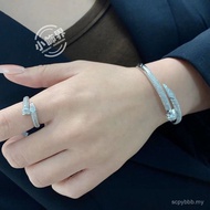 Full Diamond Nail Diamond Bracelet Open Bracelet Bracelet Ring Set NGJV