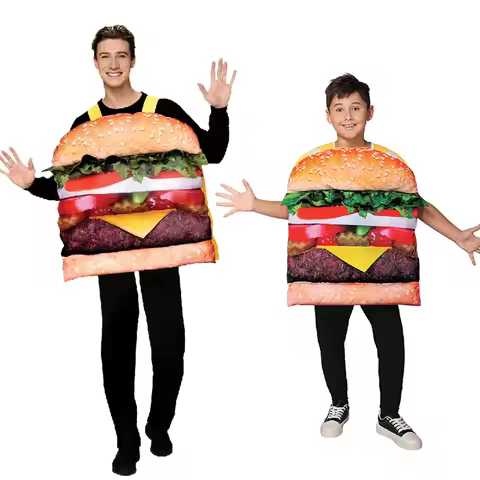 Unisex Enfant Hamburger Cheeseburger Carnival Halloween Costume Adult Men Burger Costumes