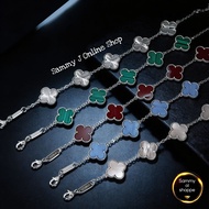 SOS 15mm Lucky Fourleaf Clover Shape Bracelet in Silvertone|With Au750 Markings