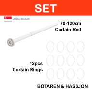 SET: IKEA BOTAREN Shower curtain rod with HASSJÖN Shower curtain ring