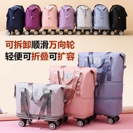 Expandable Travel Bag With Detachable Wheels Foldable Luggage Bag Waterproof Overnight Tote Gym