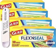 Bundle of Plastic Measuring Spoon - 17x4cm - 31g -, and FLEX’N SEAL Food Storage Plastic Bags - Quart - 38 count, Pack of 4